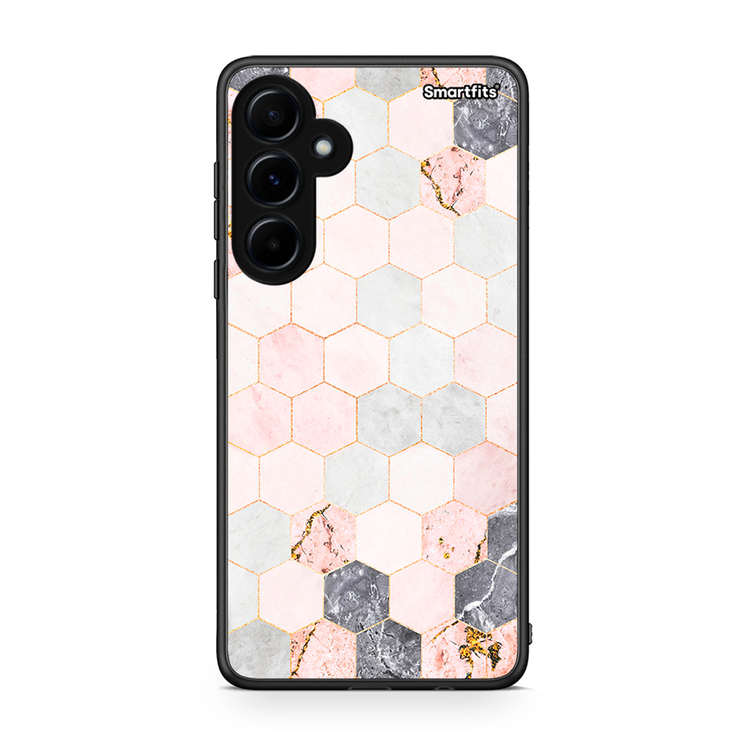 4 - Samsung Galaxy A55 Hexagon Pink Marble case, cover, bumper