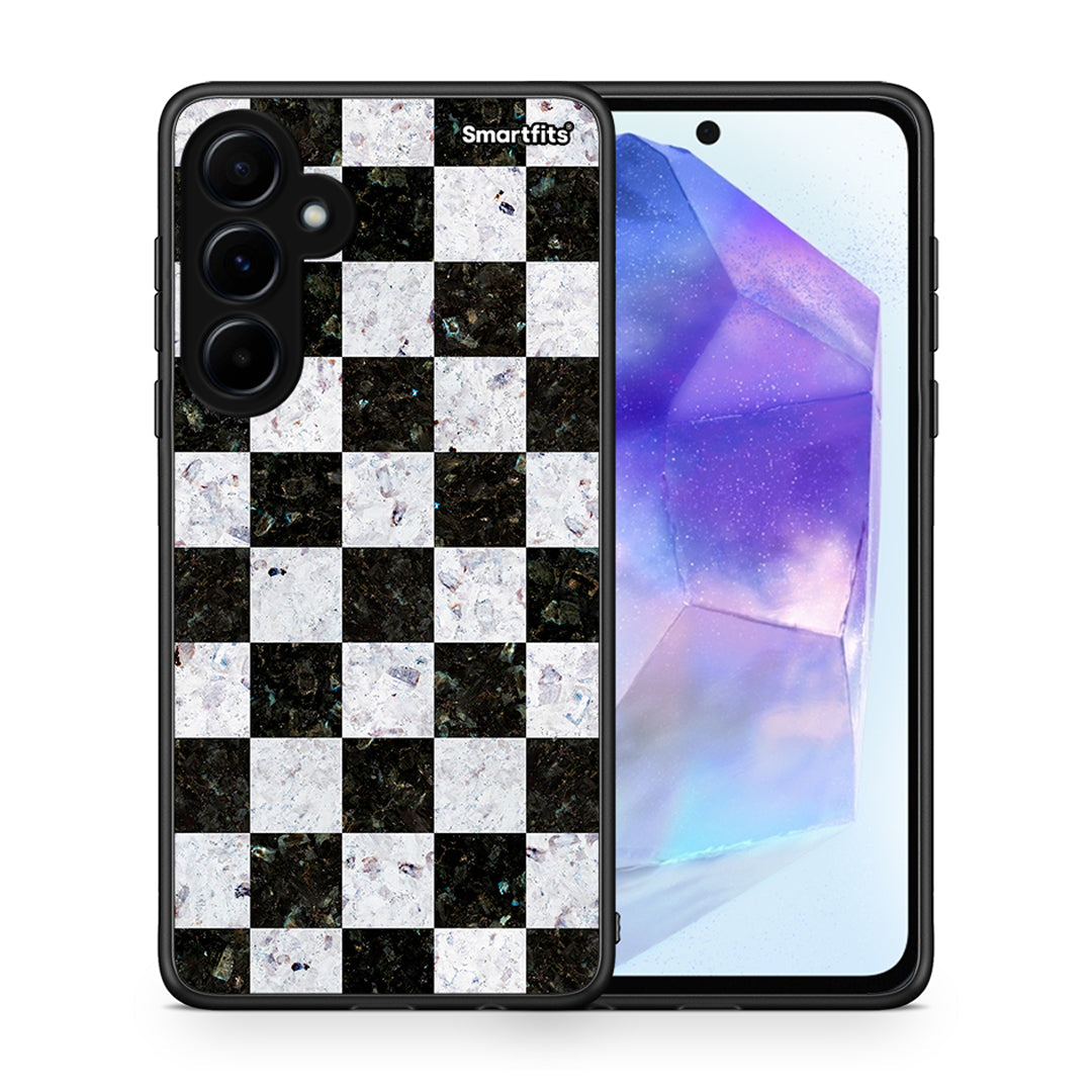 Θήκη Samsung Galaxy A55 Square Geometric Marble από τη Smartfits με σχέδιο στο πίσω μέρος και μαύρο περίβλημα | Samsung Galaxy A55 Square Geometric Marble case with colorful back and black bezels