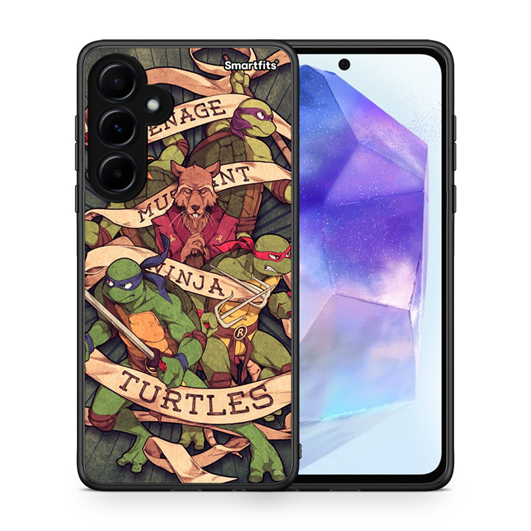 Θήκη Samsung Galaxy A55 Ninja Turtles από τη Smartfits με σχέδιο στο πίσω μέρος και μαύρο περίβλημα | Samsung Galaxy A55 Ninja Turtles case with colorful back and black bezels