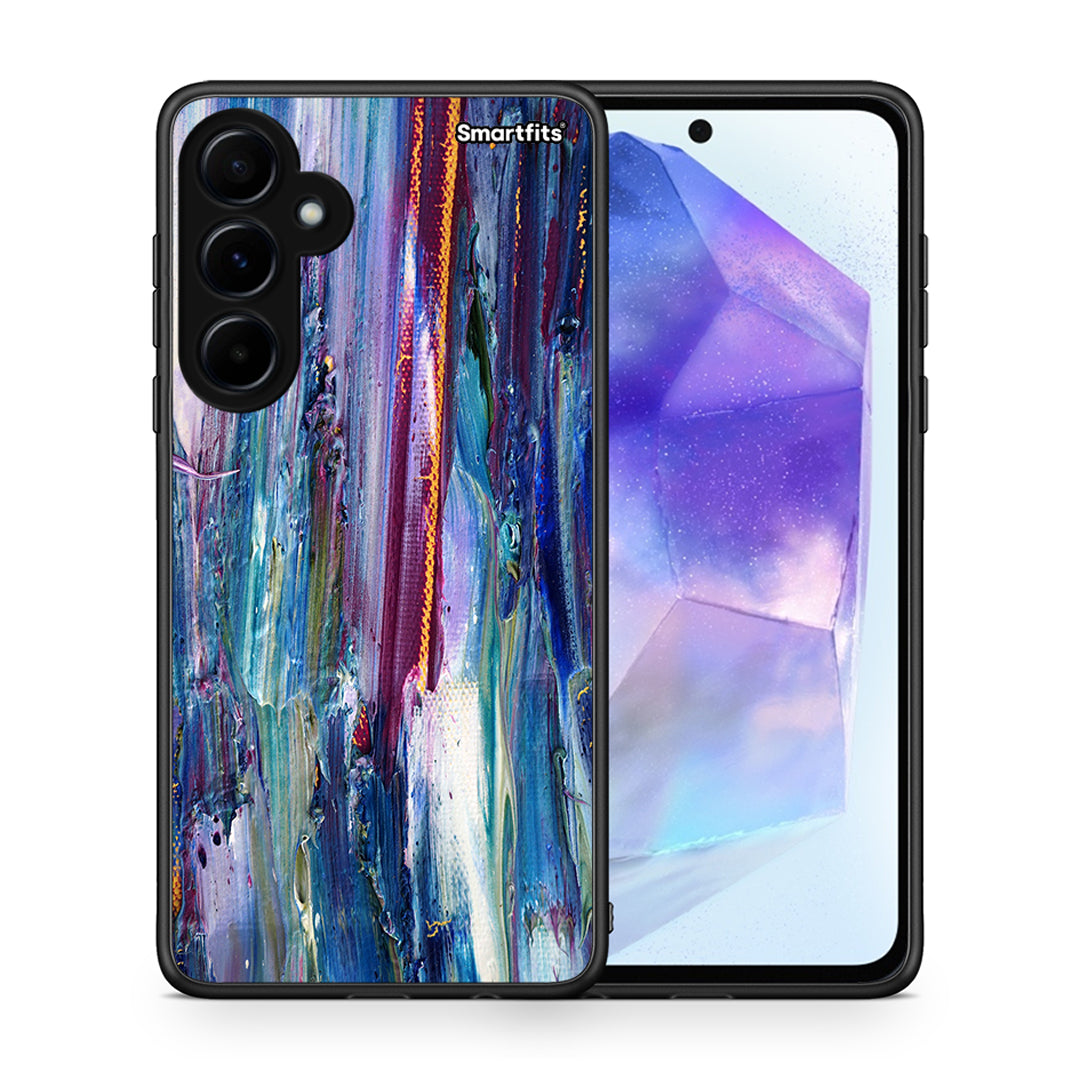 Θήκη Samsung Galaxy A55 Winter Paint από τη Smartfits με σχέδιο στο πίσω μέρος και μαύρο περίβλημα | Samsung Galaxy A55 Winter Paint case with colorful back and black bezels