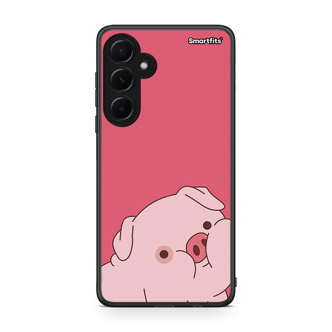 Samsung Galaxy A55 Pig Love 1 Θήκη Αγίου Βαλεντίνου από τη Smartfits με σχέδιο στο πίσω μέρος και μαύρο περίβλημα | Smartphone case with colorful back and black bezels by Smartfits