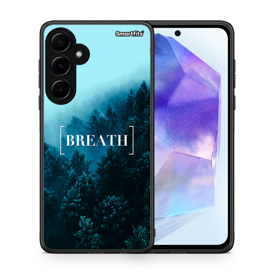 Θήκη Samsung Galaxy A55 Breath Quote από τη Smartfits με σχέδιο στο πίσω μέρος και μαύρο περίβλημα | Samsung Galaxy A55 Breath Quote case with colorful back and black bezels