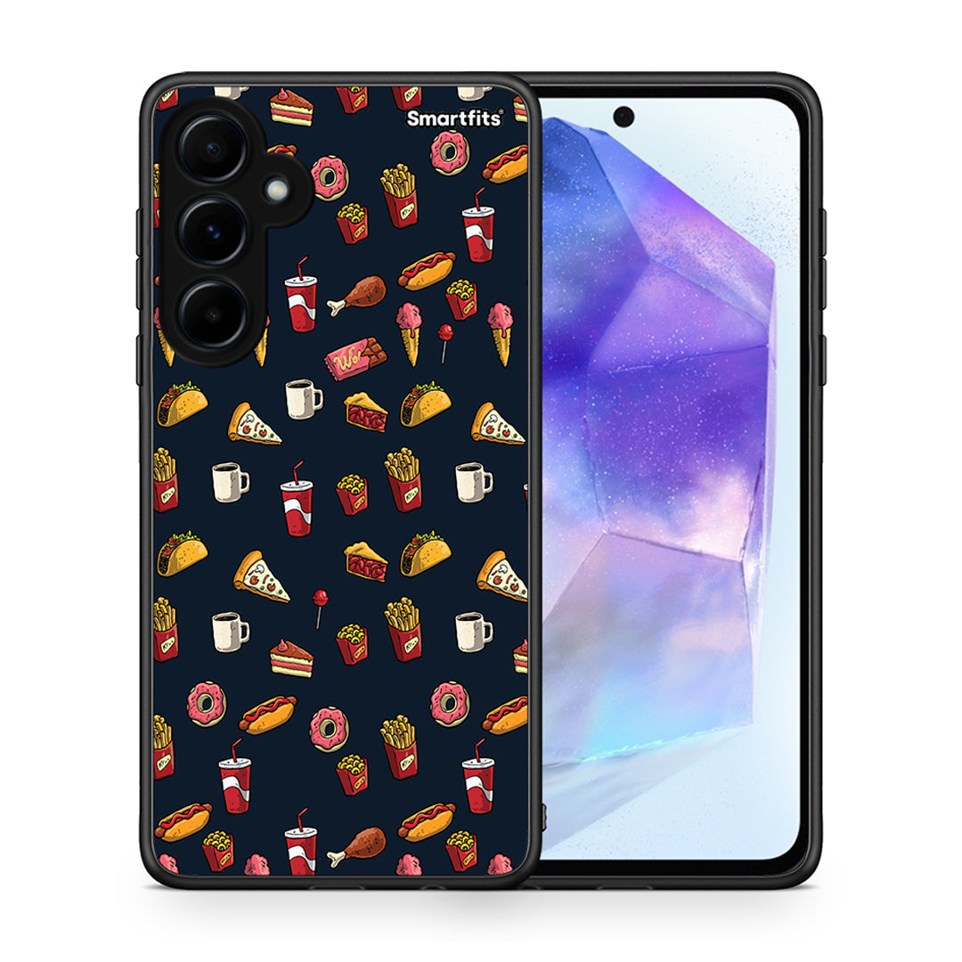 Θήκη Samsung Galaxy A55 Hungry Random από τη Smartfits με σχέδιο στο πίσω μέρος και μαύρο περίβλημα | Samsung Galaxy A55 Hungry Random case with colorful back and black bezels