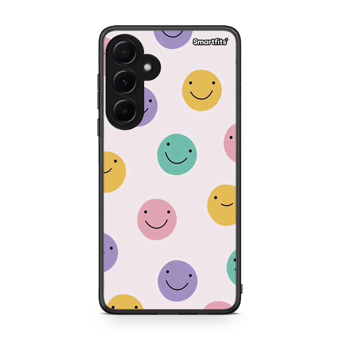 Samsung Galaxy A55 Smiley Faces θήκη από τη Smartfits με σχέδιο στο πίσω μέρος και μαύρο περίβλημα | Smartphone case with colorful back and black bezels by Smartfits