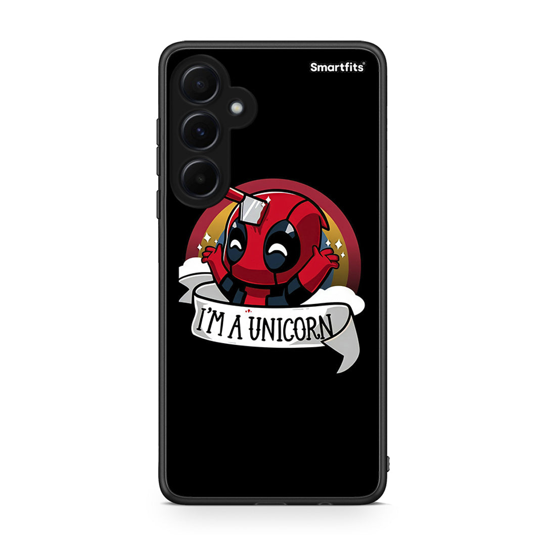 Samsung Galaxy A55 Unicorn Deadpool θήκη από τη Smartfits με σχέδιο στο πίσω μέρος και μαύρο περίβλημα | Smartphone case with colorful back and black bezels by Smartfits