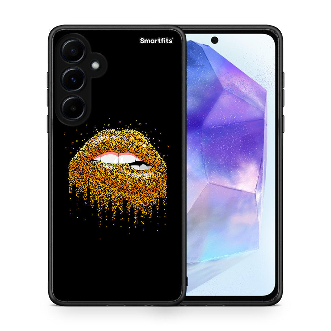 Θήκη Samsung Galaxy A55 Golden Valentine από τη Smartfits με σχέδιο στο πίσω μέρος και μαύρο περίβλημα | Samsung Galaxy A55 Golden Valentine case with colorful back and black bezels