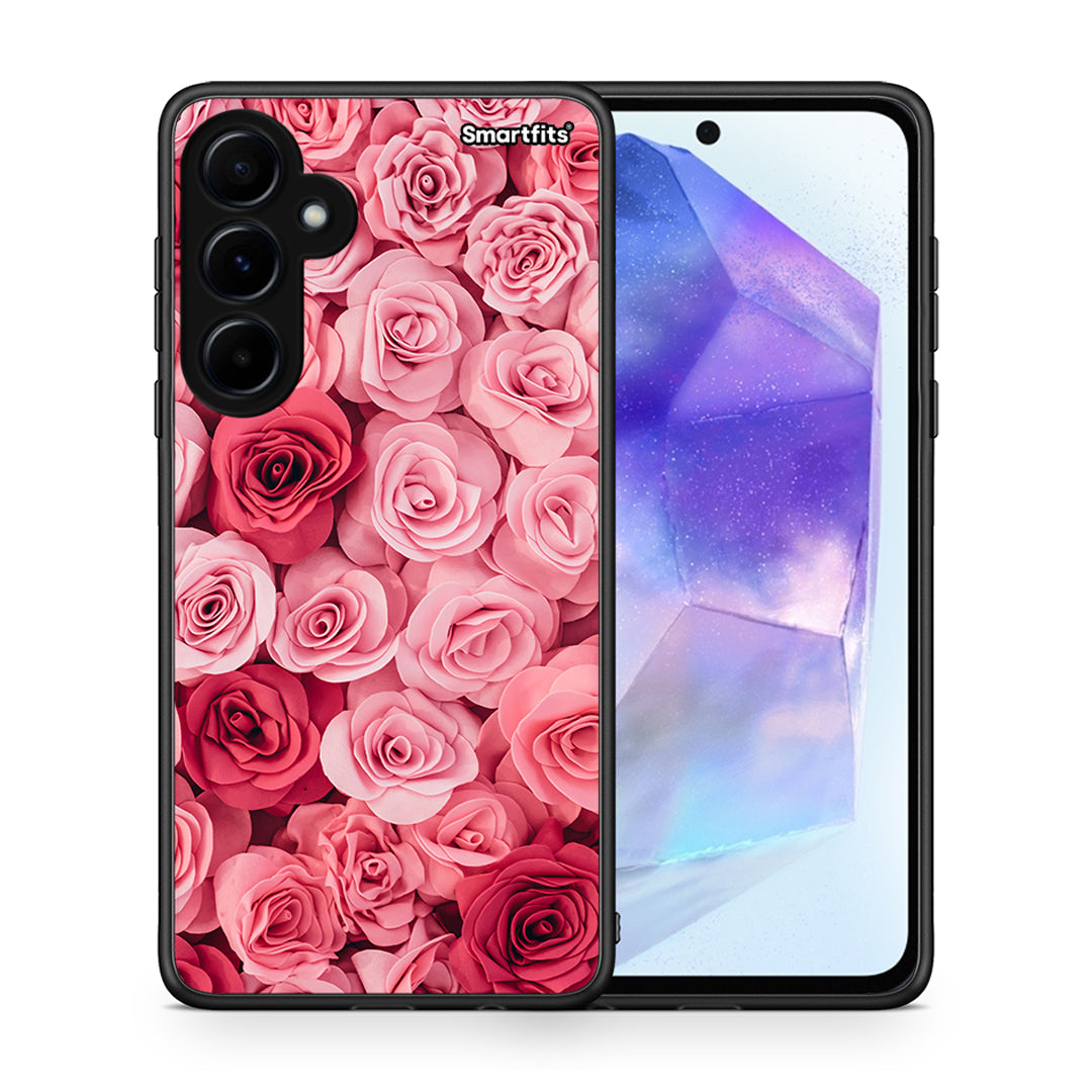 Θήκη Samsung Galaxy A55 RoseGarden Valentine από τη Smartfits με σχέδιο στο πίσω μέρος και μαύρο περίβλημα | Samsung Galaxy A55 RoseGarden Valentine case with colorful back and black bezels