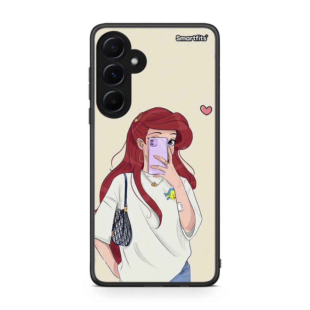 Samsung Galaxy A55 Walking Mermaid Θήκη από τη Smartfits με σχέδιο στο πίσω μέρος και μαύρο περίβλημα | Smartphone case with colorful back and black bezels by Smartfits