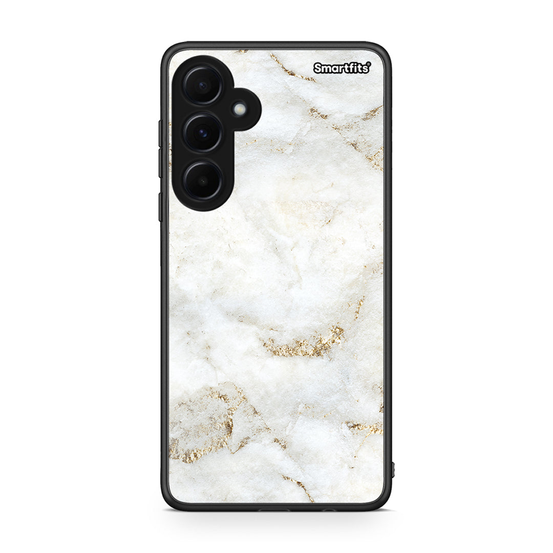 Samsung Galaxy A55 White Gold Marble θήκη από τη Smartfits με σχέδιο στο πίσω μέρος και μαύρο περίβλημα | Smartphone case with colorful back and black bezels by Smartfits