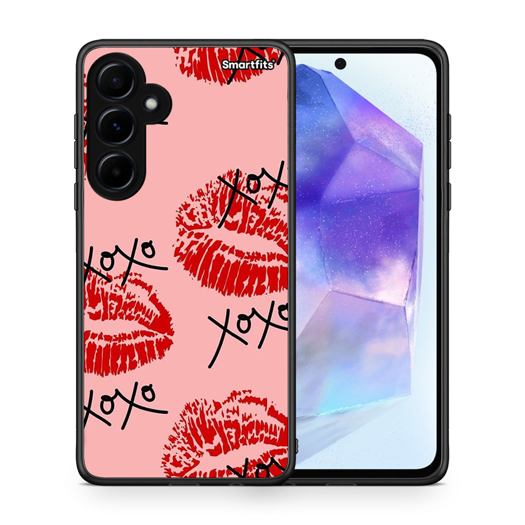 Θήκη Samsung Galaxy A55 XOXO Lips από τη Smartfits με σχέδιο στο πίσω μέρος και μαύρο περίβλημα | Samsung Galaxy A55 XOXO Lips case with colorful back and black bezels