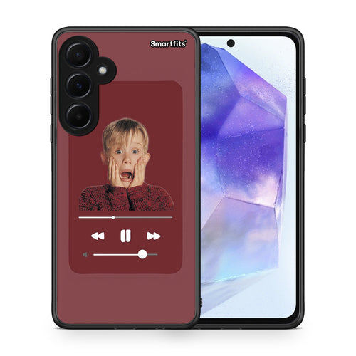 Θήκη Samsung Galaxy A55 Xmas Alone Music από τη Smartfits με σχέδιο στο πίσω μέρος και μαύρο περίβλημα | Samsung Galaxy A55 Xmas Alone Music case with colorful back and black bezels