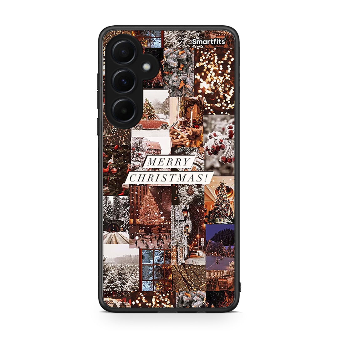 Samsung Galaxy A55 Xmas Collage θήκη από τη Smartfits με σχέδιο στο πίσω μέρος και μαύρο περίβλημα | Smartphone case with colorful back and black bezels by Smartfits