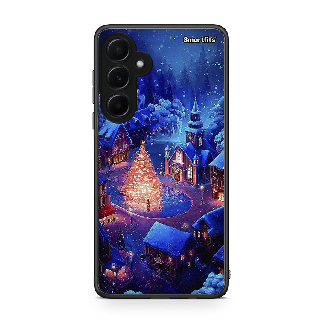 Samsung Galaxy A55 Xmas Village θήκη από τη Smartfits με σχέδιο στο πίσω μέρος και μαύρο περίβλημα | Smartphone case with colorful back and black bezels by Smartfits