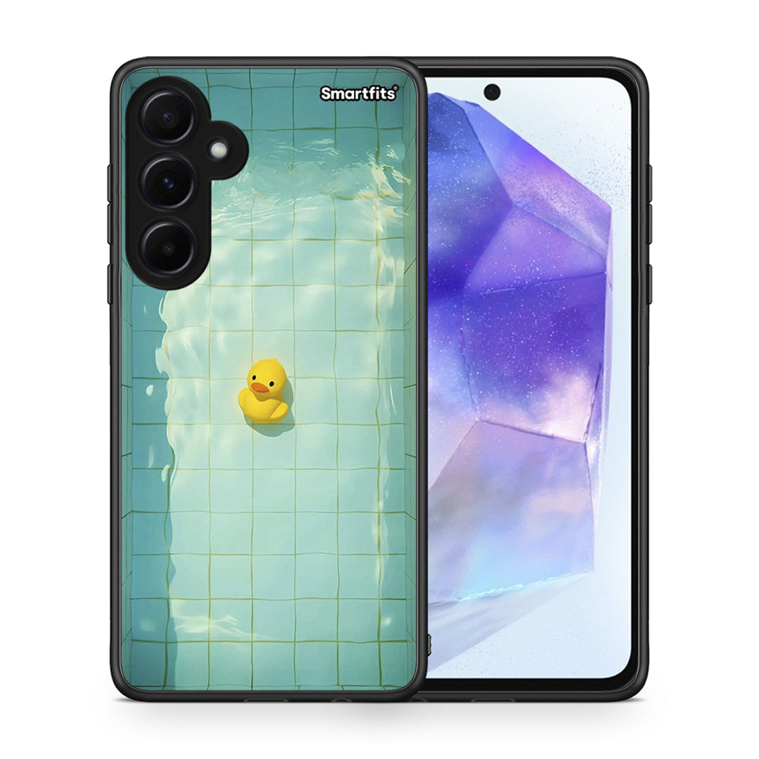 Θήκη Samsung Galaxy A55 Yellow Duck από τη Smartfits με σχέδιο στο πίσω μέρος και μαύρο περίβλημα | Samsung Galaxy A55 Yellow Duck case with colorful back and black bezels