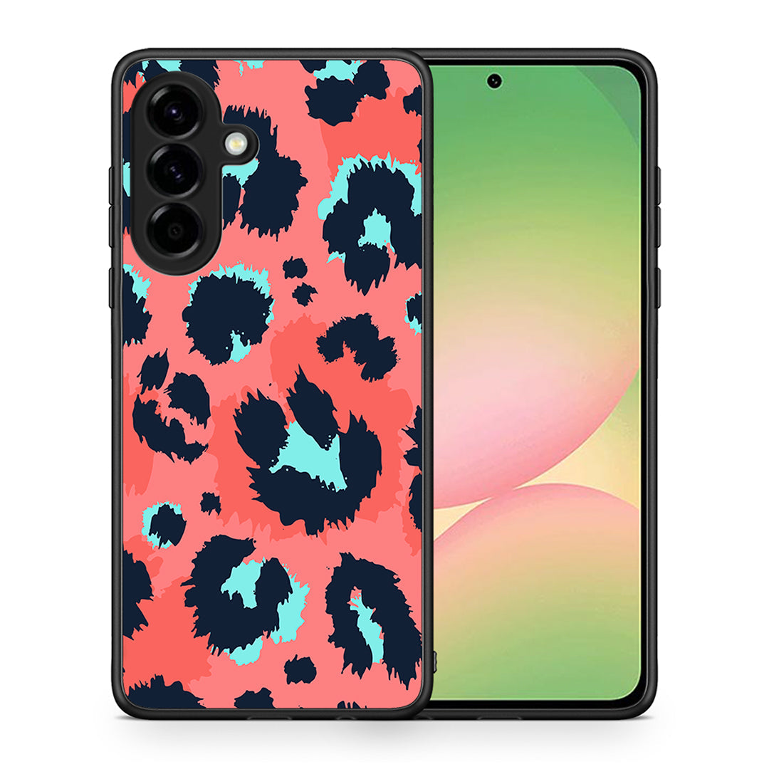 Θήκη Samsung Galaxy A56 Pink Leopard Animal από τη Smartfits με σχέδιο στο πίσω μέρος και μαύρο περίβλημα | Samsung Galaxy A56 Pink Leopard Animal case with colorful back and black bezels