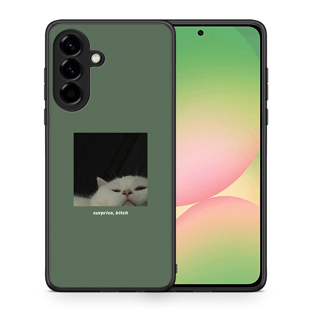 Θήκη Samsung Galaxy A56 Bitch Surprise από τη Smartfits με σχέδιο στο πίσω μέρος και μαύρο περίβλημα | Samsung Galaxy A56 Bitch Surprise case with colorful back and black bezels