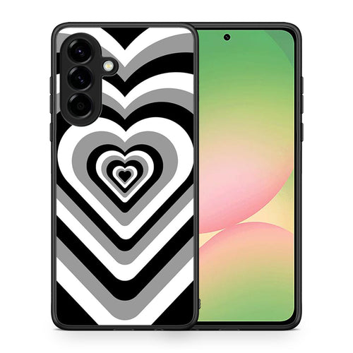 Θήκη Samsung Galaxy A56 Black Hearts από τη Smartfits με σχέδιο στο πίσω μέρος και μαύρο περίβλημα | Samsung Galaxy A56 Black Hearts case with colorful back and black bezels
