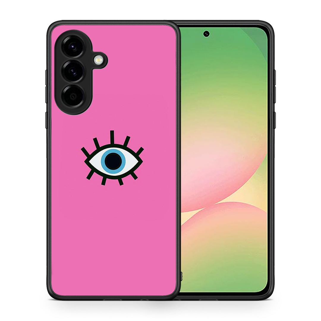 Θήκη Samsung Galaxy A56 Blue Eye Pink από τη Smartfits με σχέδιο στο πίσω μέρος και μαύρο περίβλημα | Samsung Galaxy A56 Blue Eye Pink case with colorful back and black bezels