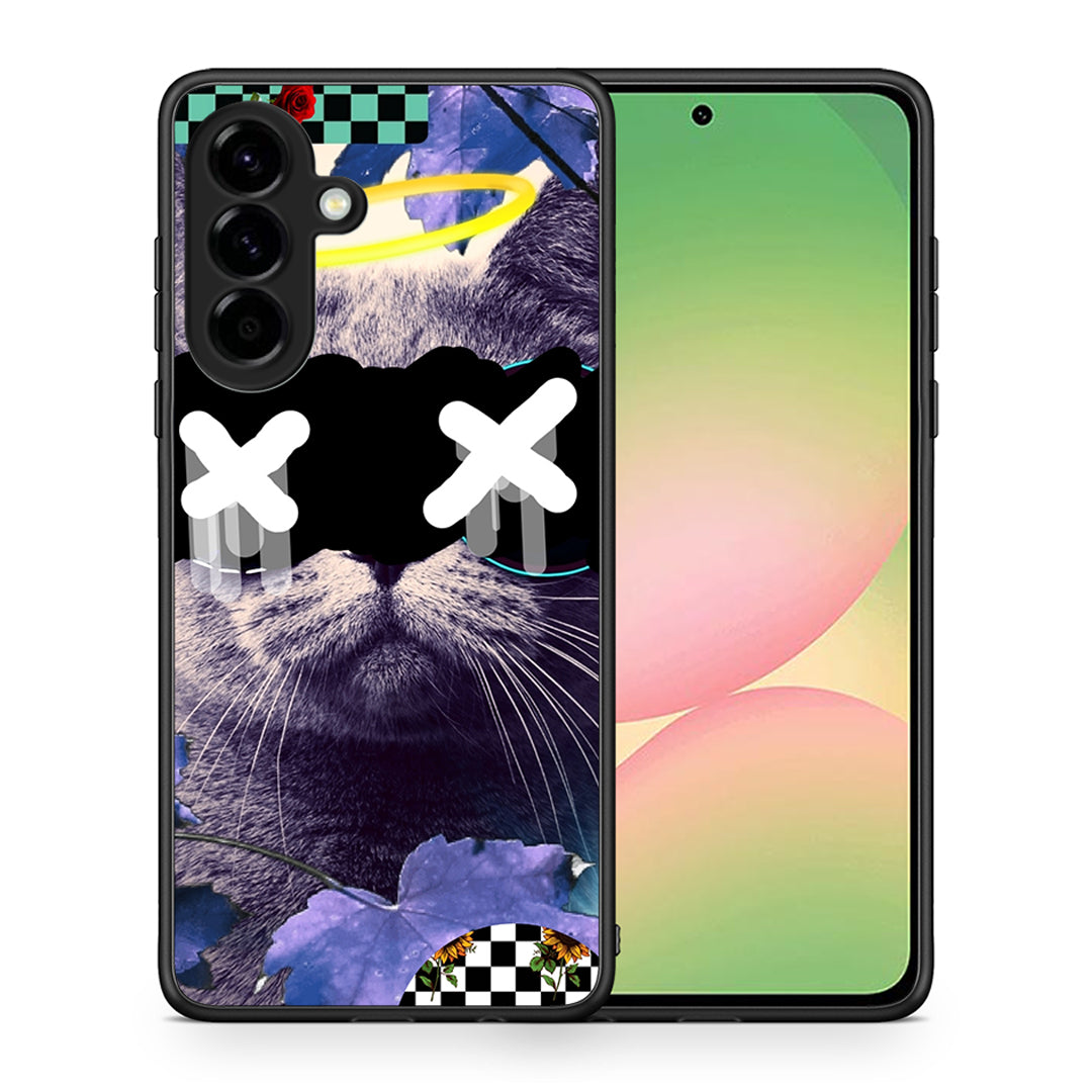 Θήκη Samsung Galaxy A56 Cat Collage από τη Smartfits με σχέδιο στο πίσω μέρος και μαύρο περίβλημα | Samsung Galaxy A56 Cat Collage case with colorful back and black bezels