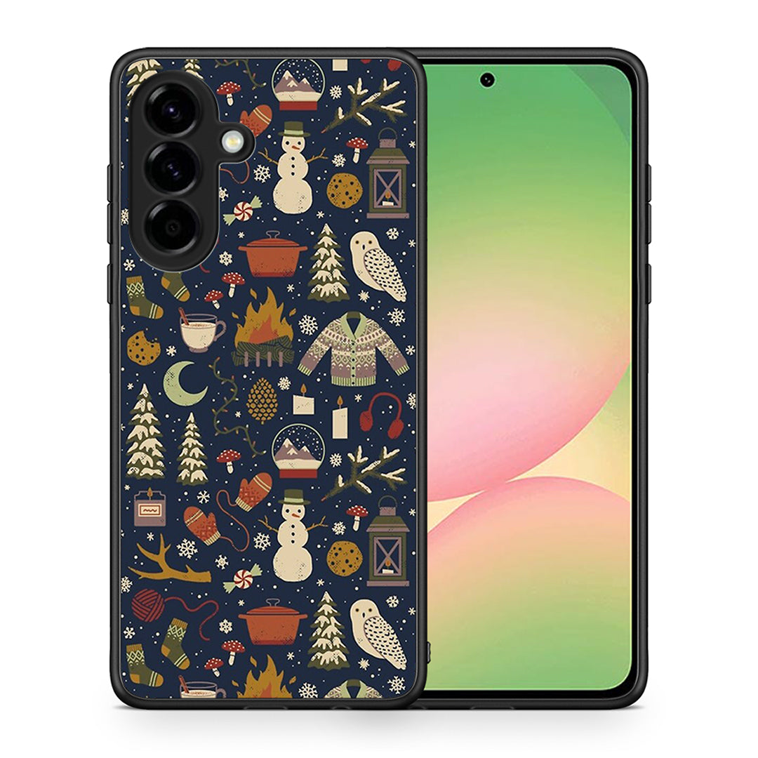 Θήκη Samsung Galaxy A56 Christmas Elements από τη Smartfits με σχέδιο στο πίσω μέρος και μαύρο περίβλημα | Samsung Galaxy A56 Christmas Elements case with colorful back and black bezels