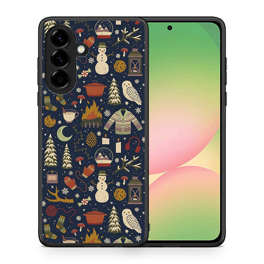 Θήκη Samsung Galaxy A56 Christmas Elements από τη Smartfits με σχέδιο στο πίσω μέρος και μαύρο περίβλημα | Samsung Galaxy A56 Christmas Elements case with colorful back and black bezels