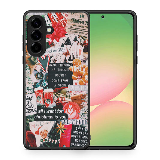 Θήκη Samsung Galaxy A56 Christmas Happiness από τη Smartfits με σχέδιο στο πίσω μέρος και μαύρο περίβλημα | Samsung Galaxy A56 Christmas Happiness case with colorful back and black bezels