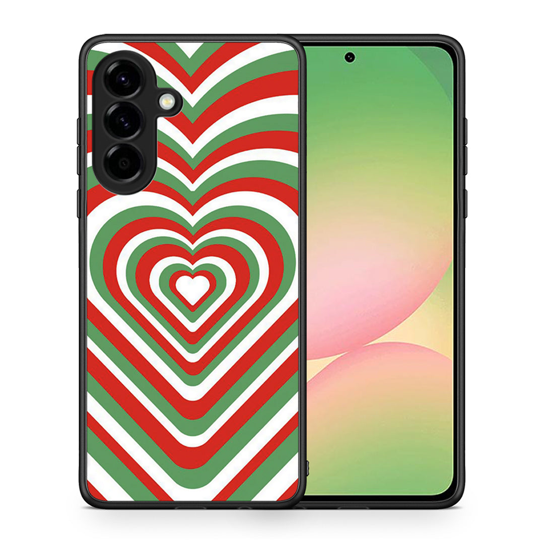 Θήκη Samsung Galaxy A56 Christmas Hearts από τη Smartfits με σχέδιο στο πίσω μέρος και μαύρο περίβλημα | Samsung Galaxy A56 Christmas Hearts case with colorful back and black bezels