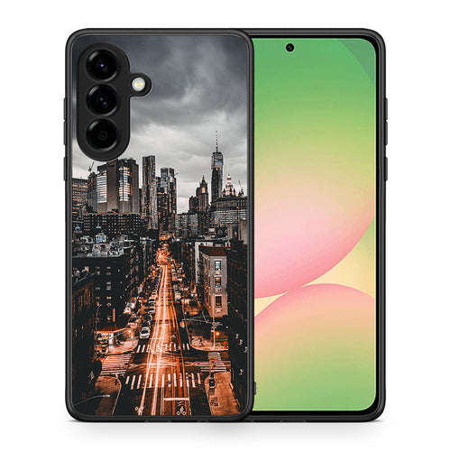 Θήκη Samsung Galaxy A56 City Lights από τη Smartfits με σχέδιο στο πίσω μέρος και μαύρο περίβλημα | Samsung Galaxy A56 City Lights case with colorful back and black bezels
