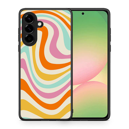 Θήκη Samsung Galaxy A56 Colourful Waves από τη Smartfits με σχέδιο στο πίσω μέρος και μαύρο περίβλημα | Samsung Galaxy A56 Colourful Waves case with colorful back and black bezels