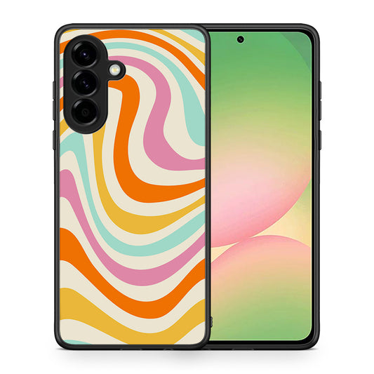 Θήκη Samsung Galaxy A56 Colourful Waves από τη Smartfits με σχέδιο στο πίσω μέρος και μαύρο περίβλημα | Samsung Galaxy A56 Colourful Waves case with colorful back and black bezels