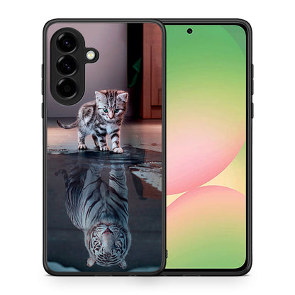 Θήκη Samsung Galaxy A56 Tiger Cute από τη Smartfits με σχέδιο στο πίσω μέρος και μαύρο περίβλημα | Samsung Galaxy A56 Tiger Cute case with colorful back and black bezels