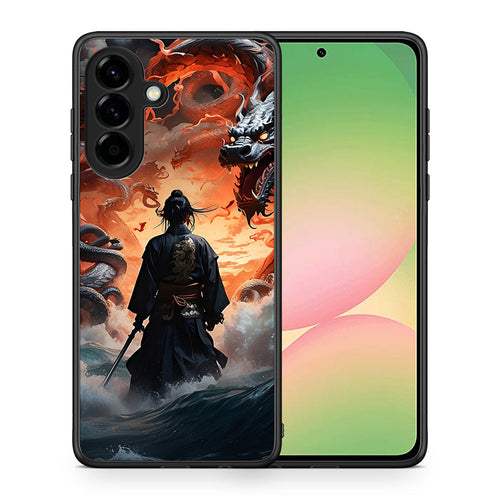 Θήκη Samsung Galaxy A56 Dragons Fight από τη Smartfits με σχέδιο στο πίσω μέρος και μαύρο περίβλημα | Samsung Galaxy A56 Dragons Fight case with colorful back and black bezels