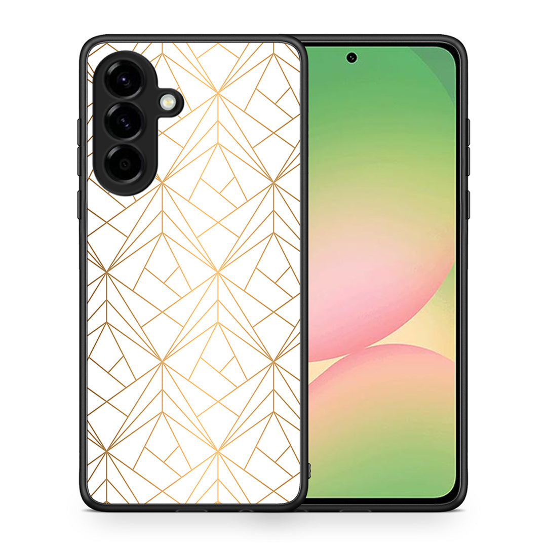 Θήκη Samsung Galaxy A56 Luxury White Geometric από τη Smartfits με σχέδιο στο πίσω μέρος και μαύρο περίβλημα | Samsung Galaxy A56 Luxury White Geometric case with colorful back and black bezels
