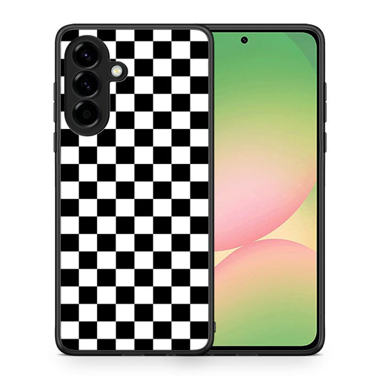 Θήκη Samsung Galaxy A56 Squares Geometric από τη Smartfits με σχέδιο στο πίσω μέρος και μαύρο περίβλημα | Samsung Galaxy A56 Squares Geometric case with colorful back and black bezels