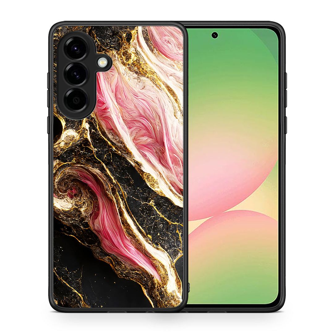 Θήκη Samsung Galaxy A56 Glamorous Pink Marble από τη Smartfits με σχέδιο στο πίσω μέρος και μαύρο περίβλημα | Samsung Galaxy A56 Glamorous Pink Marble case with colorful back and black bezels