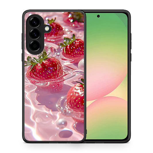 Θήκη Samsung Galaxy A56 Juicy Strawberries από τη Smartfits με σχέδιο στο πίσω μέρος και μαύρο περίβλημα | Samsung Galaxy A56 Juicy Strawberries case with colorful back and black bezels