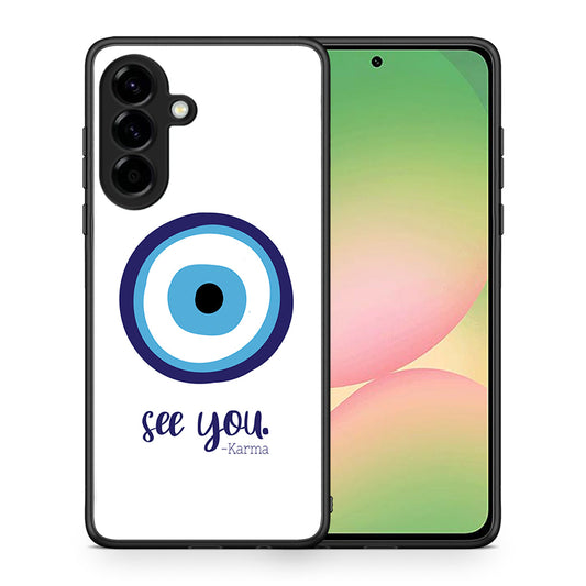 Θήκη Samsung Galaxy A56 Karma Says από τη Smartfits με σχέδιο στο πίσω μέρος και μαύρο περίβλημα | Samsung Galaxy A56 Karma Says case with colorful back and black bezels