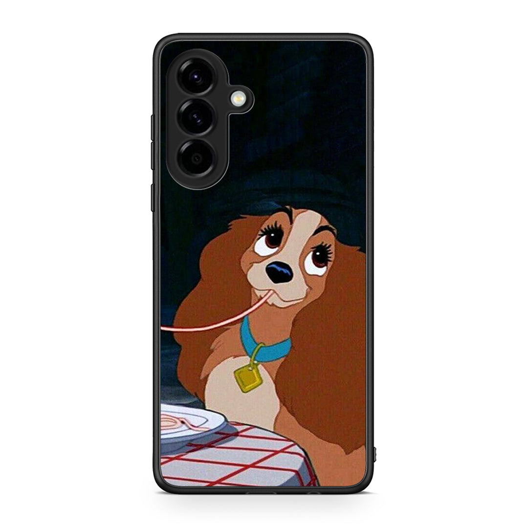 Samsung Galaxy A56 Lady And Tramp 2 Θήκη Αγίου Βαλεντίνου από τη Smartfits με σχέδιο στο πίσω μέρος και μαύρο περίβλημα | Smartphone case with colorful back and black bezels by Smartfits