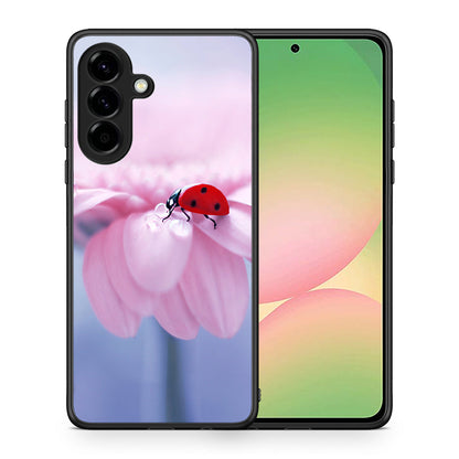 Θήκη Samsung Galaxy A56 Ladybug Flower από τη Smartfits με σχέδιο στο πίσω μέρος και μαύρο περίβλημα | Samsung Galaxy A56 Ladybug Flower case with colorful back and black bezels