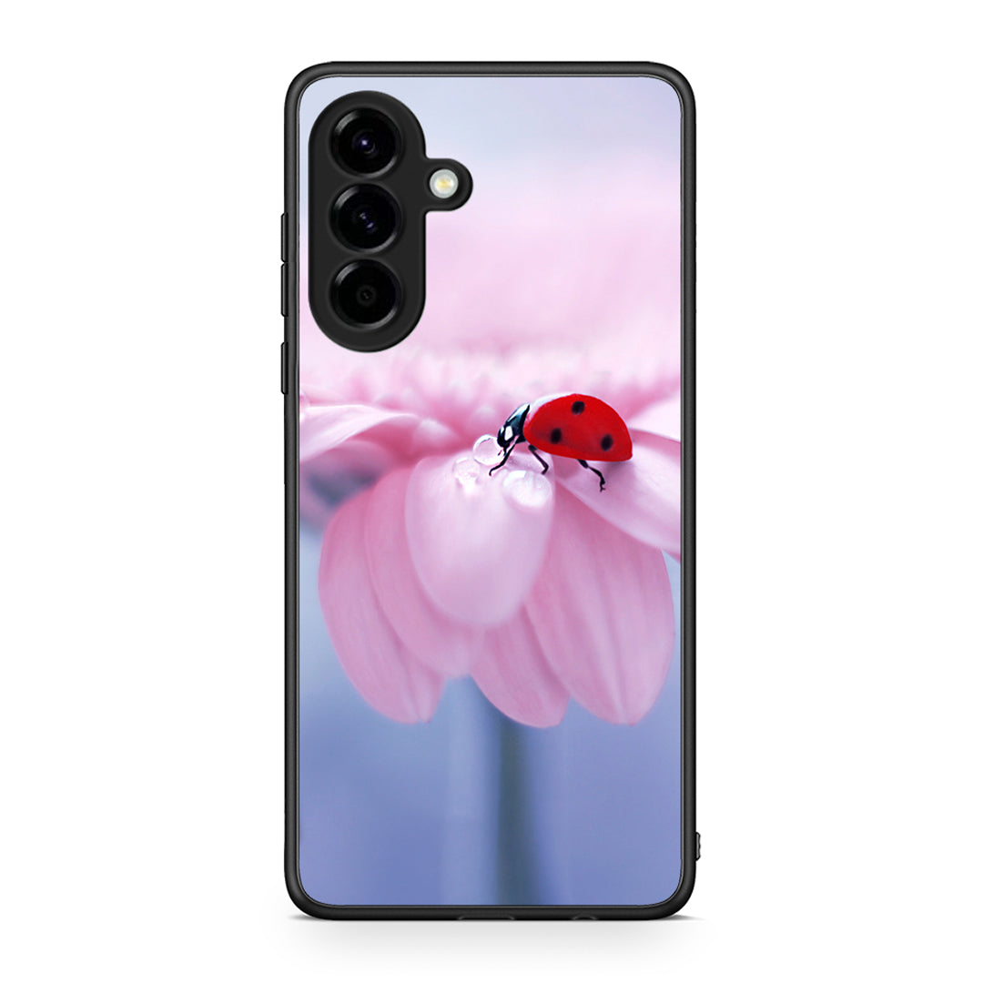 Samsung Galaxy A56 Ladybug Flower θήκη από τη Smartfits με σχέδιο στο πίσω μέρος και μαύρο περίβλημα | Smartphone case with colorful back and black bezels by Smartfits