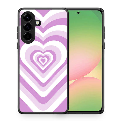 Θήκη Samsung Galaxy A56 Lilac Hearts από τη Smartfits με σχέδιο στο πίσω μέρος και μαύρο περίβλημα | Samsung Galaxy A56 Lilac Hearts case with colorful back and black bezels