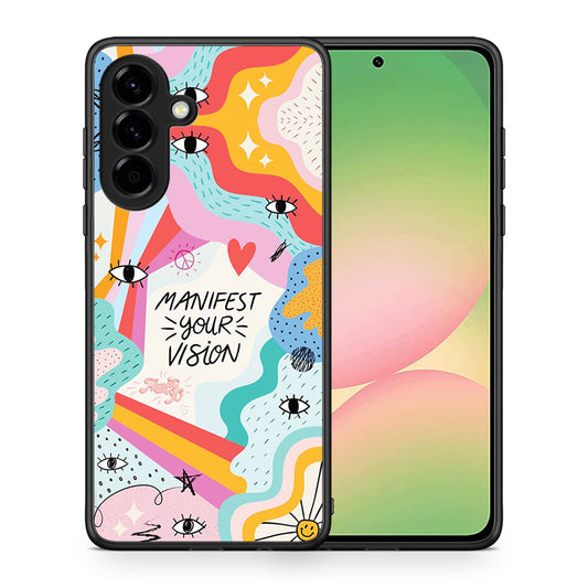 Θήκη Samsung Galaxy A56 Manifest Your Vision από τη Smartfits με σχέδιο στο πίσω μέρος και μαύρο περίβλημα | Samsung Galaxy A56 Manifest Your Vision case with colorful back and black bezels