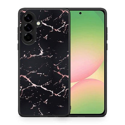 Θήκη Samsung Galaxy A56 Black Rosegold Marble από τη Smartfits με σχέδιο στο πίσω μέρος και μαύρο περίβλημα | Samsung Galaxy A56 Black Rosegold Marble case with colorful back and black bezels