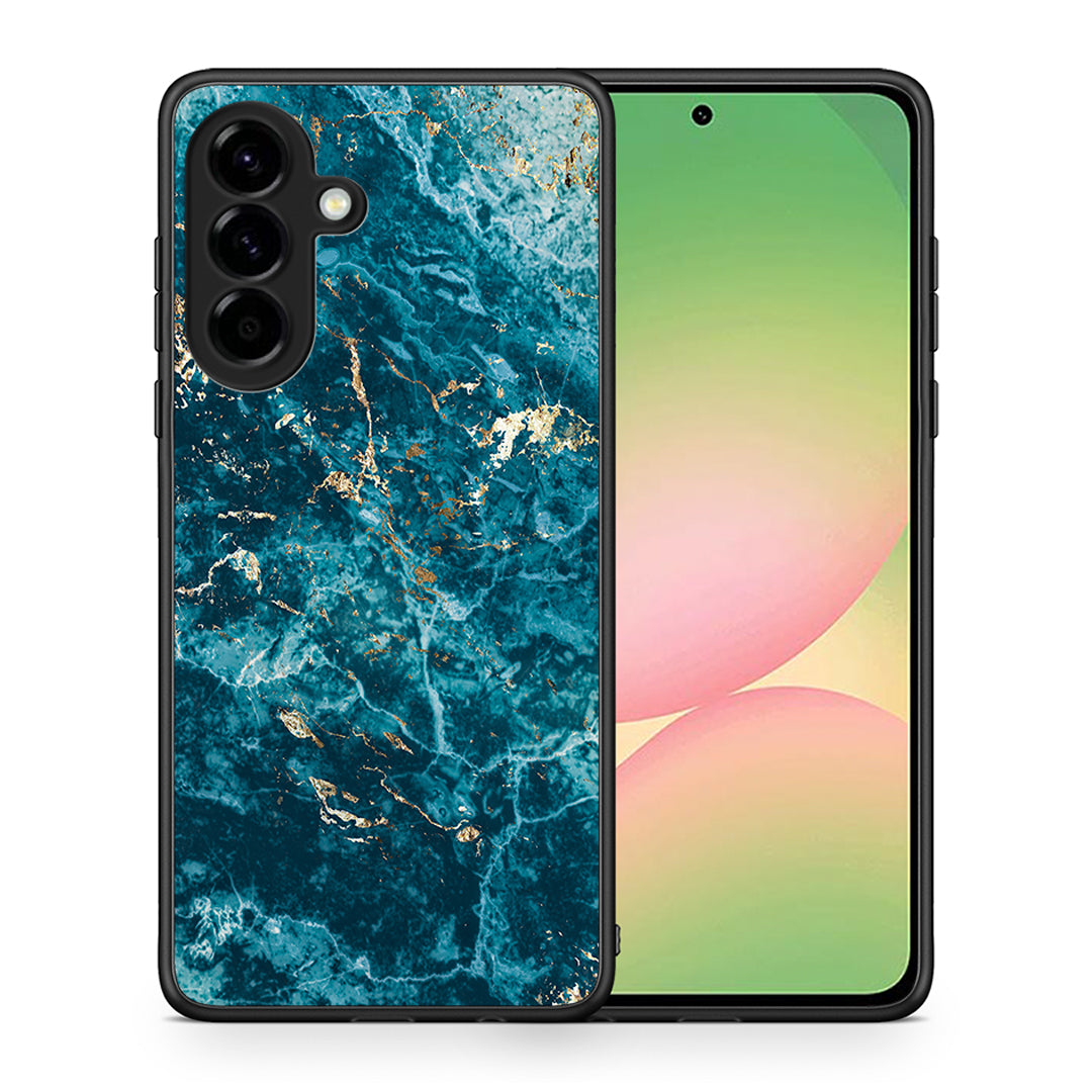 Θήκη Samsung Galaxy A56 Marble Blue από τη Smartfits με σχέδιο στο πίσω μέρος και μαύρο περίβλημα | Samsung Galaxy A56 Marble Blue case with colorful back and black bezels