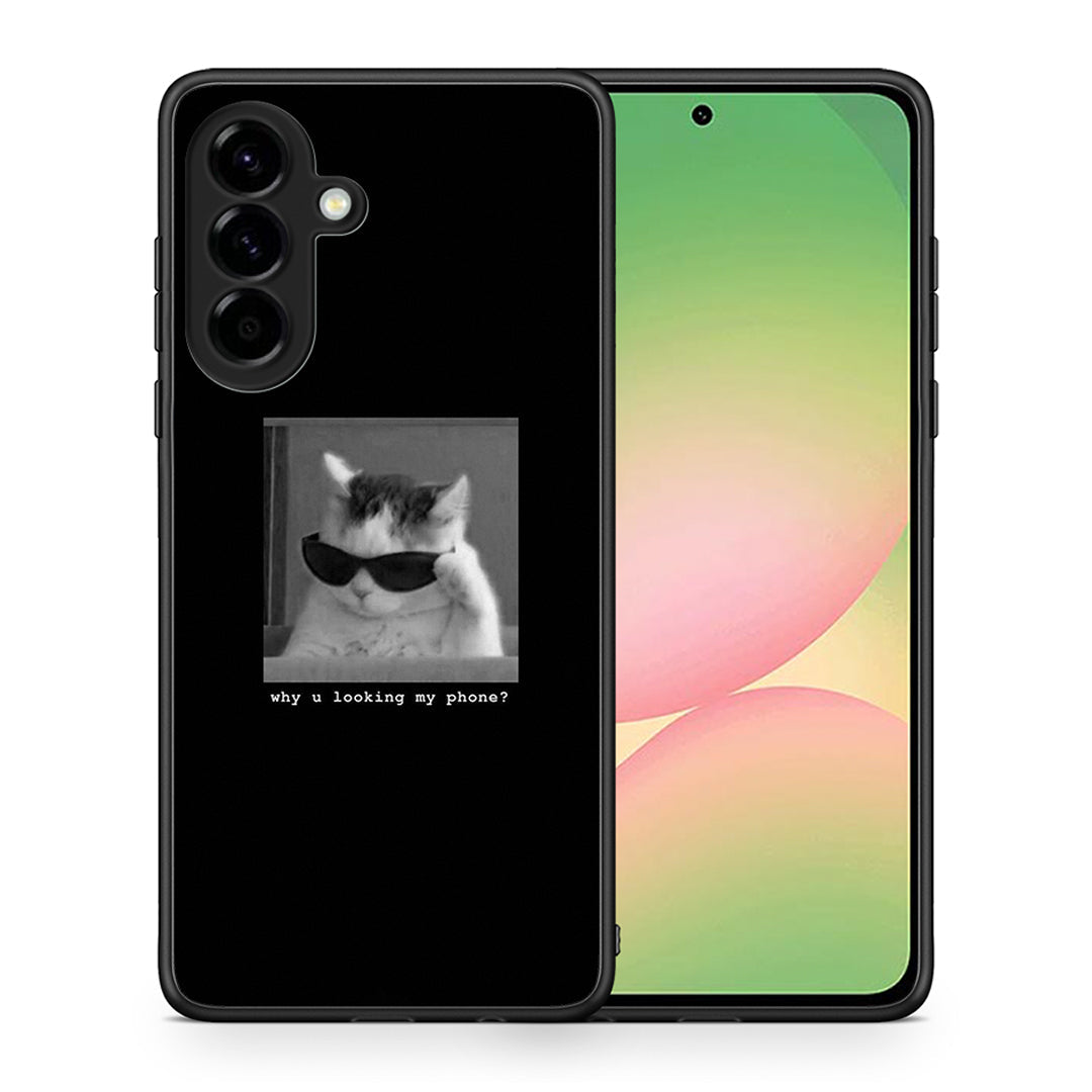Θήκη Samsung Galaxy A56 Meme Cat από τη Smartfits με σχέδιο στο πίσω μέρος και μαύρο περίβλημα | Samsung Galaxy A56 Meme Cat case with colorful back and black bezels