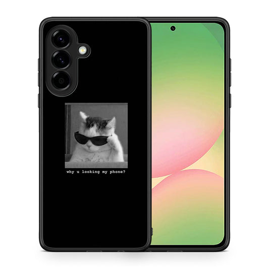 Θήκη Samsung Galaxy A56 Meme Cat από τη Smartfits με σχέδιο στο πίσω μέρος και μαύρο περίβλημα | Samsung Galaxy A56 Meme Cat case with colorful back and black bezels