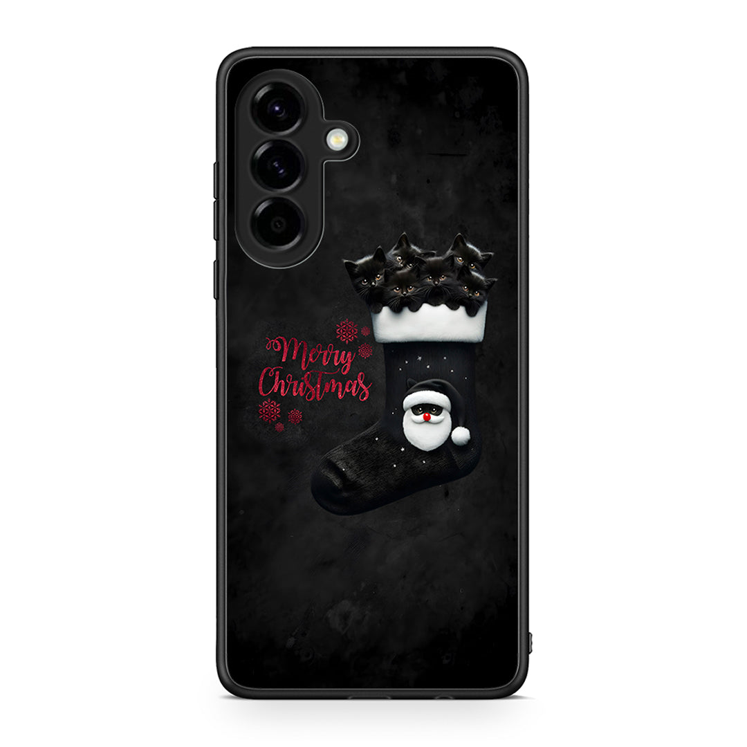 Samsung Galaxy A56 Merry Cat Christmas θήκη από τη Smartfits με σχέδιο στο πίσω μέρος και μαύρο περίβλημα | Smartphone case with colorful back and black bezels by Smartfits