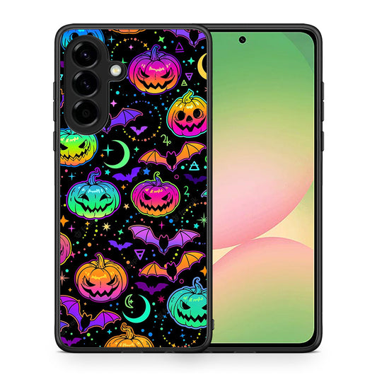 Θήκη Samsung Galaxy A56 Neon Halloween από τη Smartfits με σχέδιο στο πίσω μέρος και μαύρο περίβλημα | Samsung Galaxy A56 Neon Halloween case with colorful back and black bezels