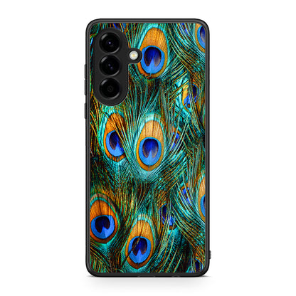 Samsung Galaxy A56 Real Peacock Feathers θήκη από τη Smartfits με σχέδιο στο πίσω μέρος και μαύρο περίβλημα | Smartphone case with colorful back and black bezels by Smartfits