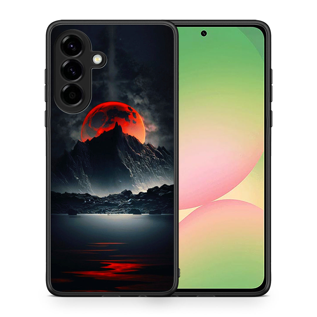 Θήκη Samsung Galaxy A56 Red Full Moon από τη Smartfits με σχέδιο στο πίσω μέρος και μαύρο περίβλημα | Samsung Galaxy A56 Red Full Moon case with colorful back and black bezels